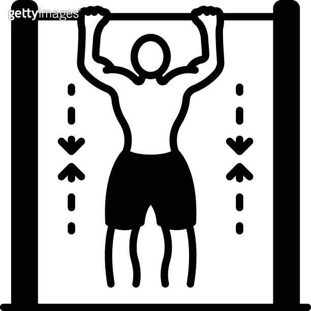 pull up bar or power tower concept, joist mount or freestanding vector icon design, Fitness and