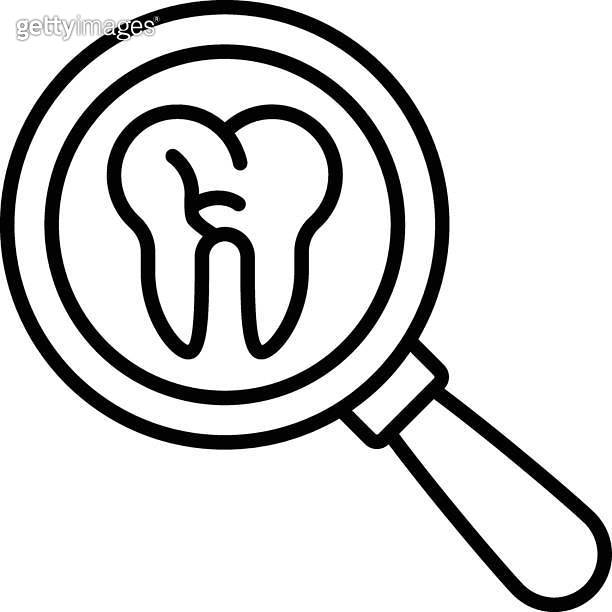 analyzing teeth cracks concept, Tooth Explorer vector icon design