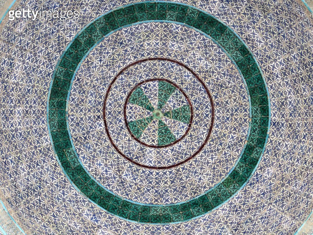 Jerusalem Pattern Colorful mosaic tiles. Arabic patterns on the Dome of the Rock, Temple ...