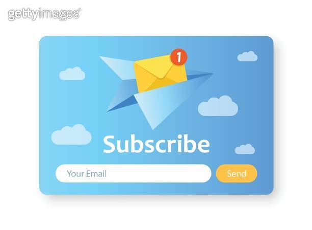 Banner of email marketing icon in flat style. Subscription to ...