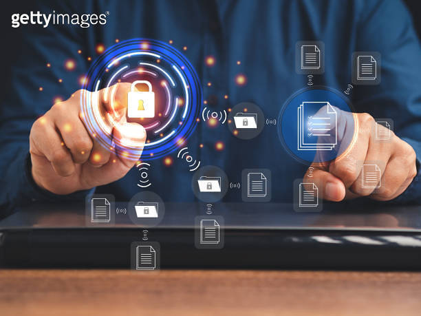 Document security concept. Document management system. Data encryption ...