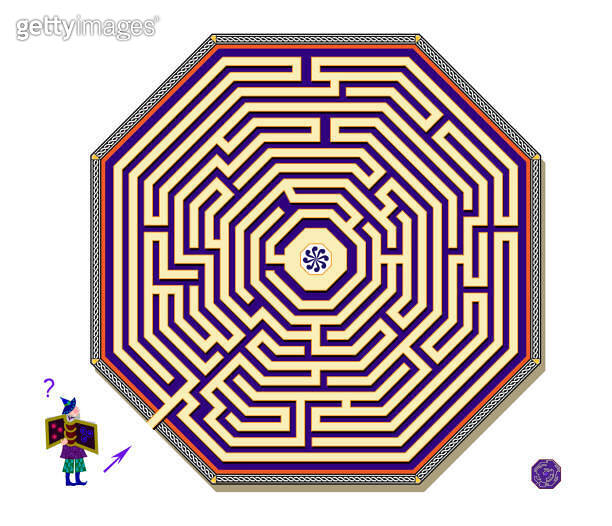 Logic puzzle game with octagonal labyrinth for children and adults ...