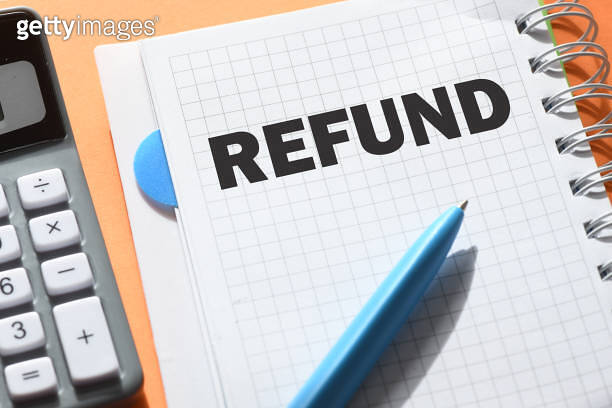 REFUND text written on notepad. BUSINESS CONCEPT. 이미지 (1755733641) - 게티 ...
