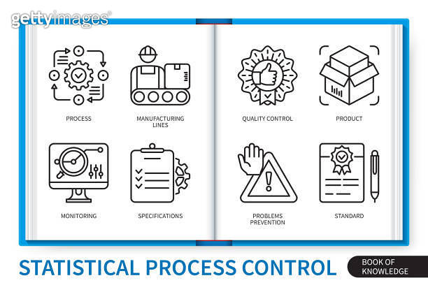 Statistical process control SPC infographics linear icons collection ...
