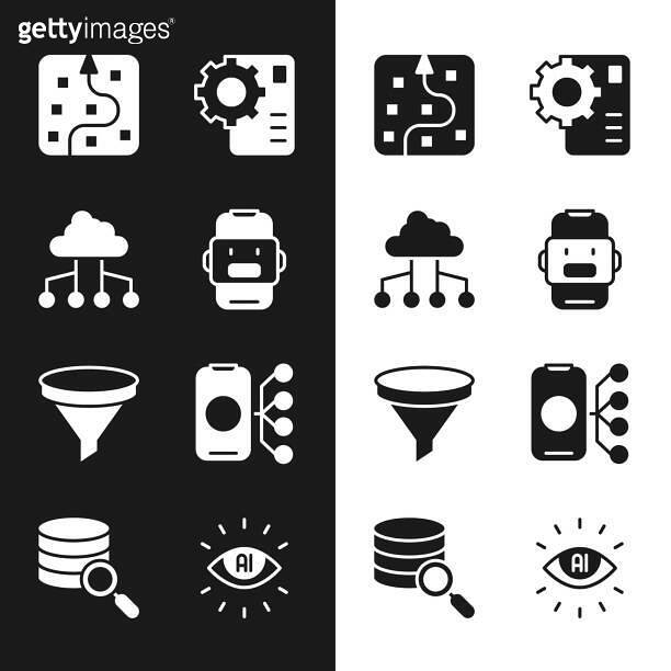 Bot Network Vector Image Set Chat bot, Network cloud connection, Neural network, Funnel filter ...