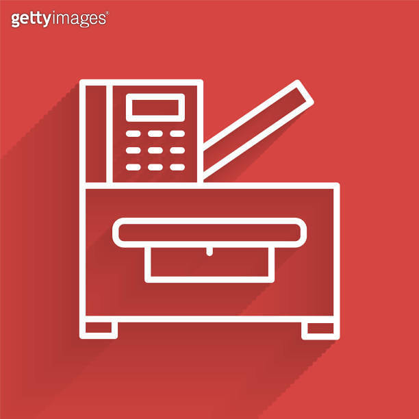 White line Office multifunction printer copy machine icon isolated with ...