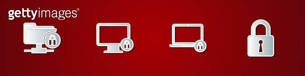 Set FTP folder and lock, Lock on monitor, Laptop and icon. Vector 이미지 ...