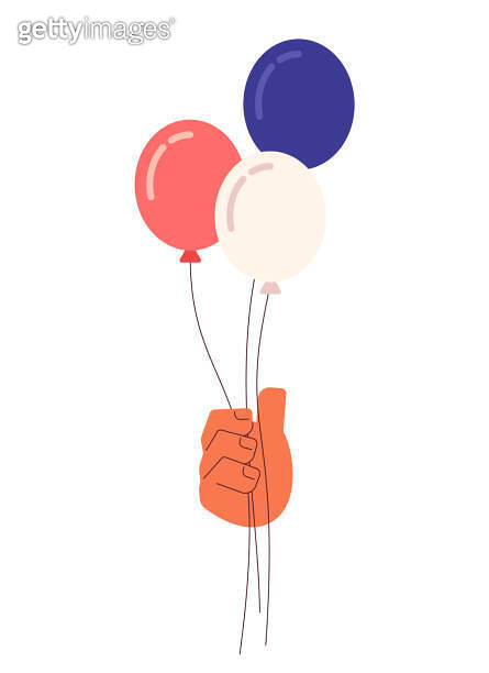 July 4th balloons holding semi flat colorful vector hand 이미지 ...