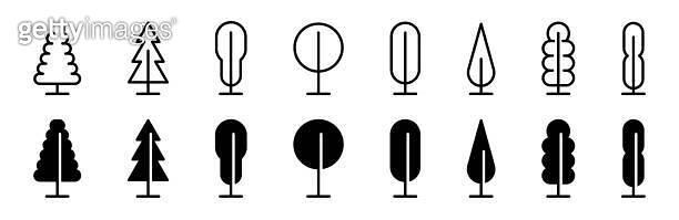 Tree Form Icons Tree icon set. Flat trees. Flat style icons. 이미지 (1726395637) - 게티이미지뱅크