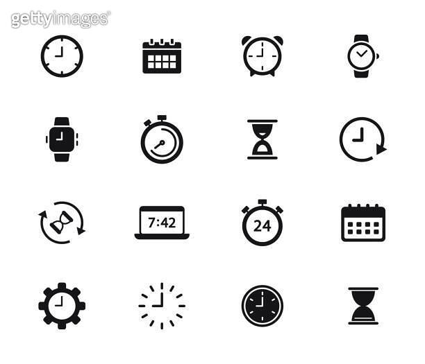 Time and Clock Icons set. Timer, watch, speed, calendar, alarm clock
