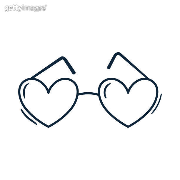 Heart shaped sunglasses doodle illustration 이미지 (1493129284) 게티이미지뱅크