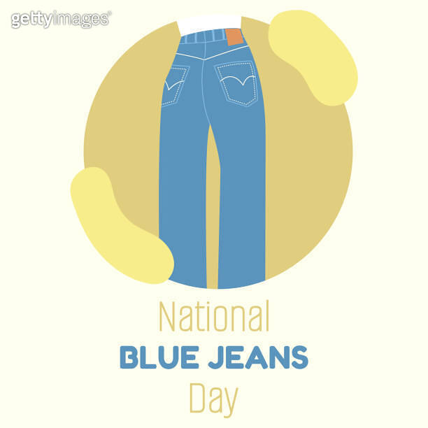 National Blue Jeans Day. Woman high waisted regular cut jeans Denim day