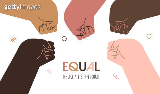 Hands of diverse skin colors making fist bumps equal concept card 이미지 ...