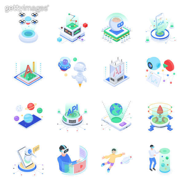 Isometric Tech Collection Bundle of Isometric AR and VR Tech Icons 이미지 (1477682285) - 게티이미지뱅크