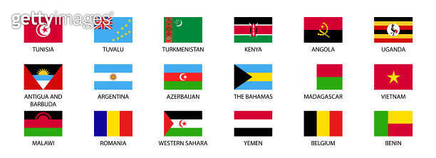 National flags of the world. World flag Set. (1625111105) - 게티이미지뱅크