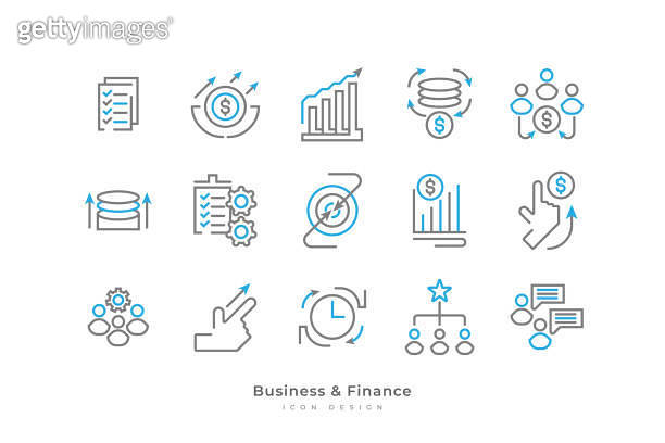 Set of Business and Finance Icons with Simple Line Style. Contains ...