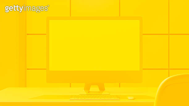 Yellow Computer Graphics Computer Mock-Up yellow color on work desk. (1463413394) 일러스트, 무료 일러스트 ...