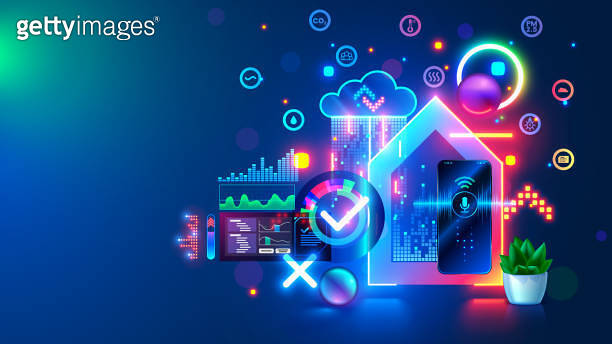 Smart home system development concept. IOT phone application setting ...