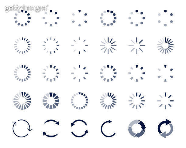 Loading icon set. Circle loader. Load icon. Progress bar. Download ...