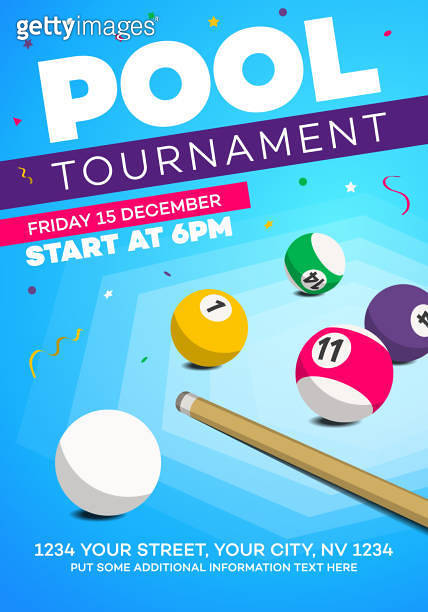 Pool billiards tournament invitation poster template (1803846382) 일러스트 ...