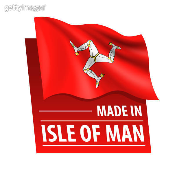 Made in Isle of Man vector illustration. Flag of Isle of Man and text