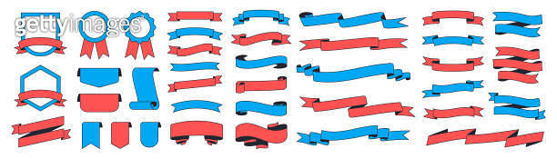 Ribbon Banners in different shape and colors. Set of colourful Ribbons ...