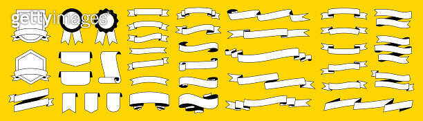 Ribbon Banners in different shape and colors. Set of colourful Ribbons ...