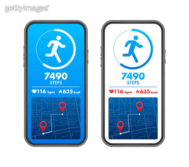 Activity and fitness tracker app. App for morning jogging or fitness
