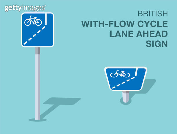 traffic-regulation-rules-isolated-british-with-flow-cycle-lane-ahead