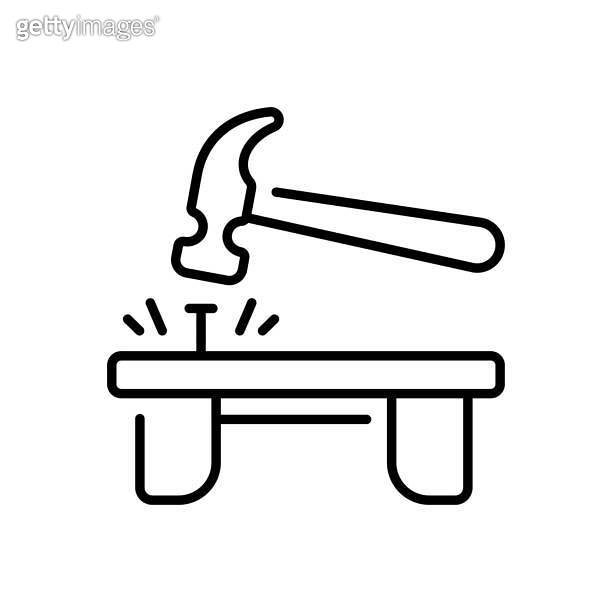 Furniture Repair Outline Icon Design illustration. Home Repair And