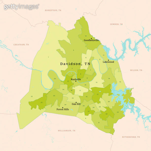 TN Davidson County Vector Map Green 이미지 (1455918166) 게티이미지뱅크