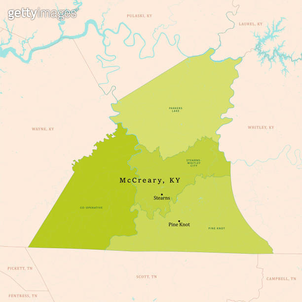 KY McCreary County Vector Map Green 이미지 (1466622472) 게티이미지뱅크