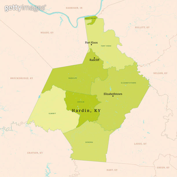 KY Hardin County Vector Map Green 이미지 (1465908594) 게티이미지뱅크