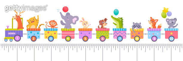 Train Theme Ruler Cute train with animals and school inch ruler, funny passengers ride ...