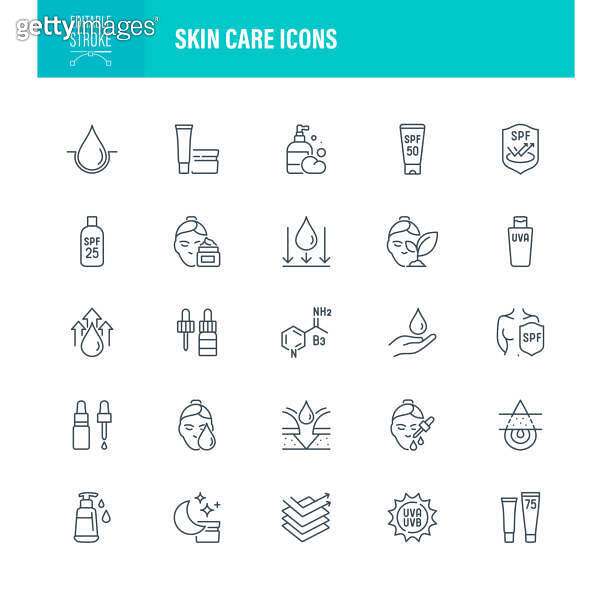 Skin Care Icons Editable Stroke 이미지 (1814377143) - 게티이미지뱅크