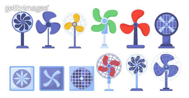 Solar Fan Vector Electric fans vector set 이미지 (1715567355) - 게티이미지뱅크