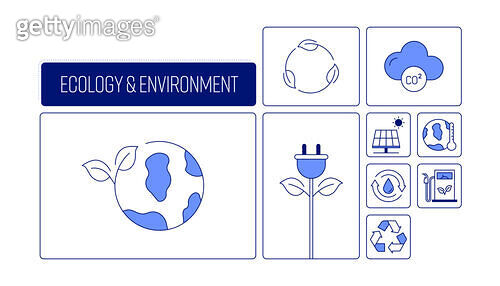 Ecology and Environment Related Design with Line Icons. Simple Outline ...