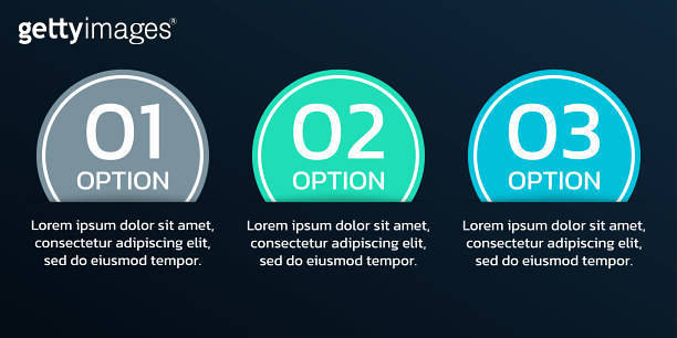Three Option Matrix 3 step, option info graphic template. Process diagram, business layout ...