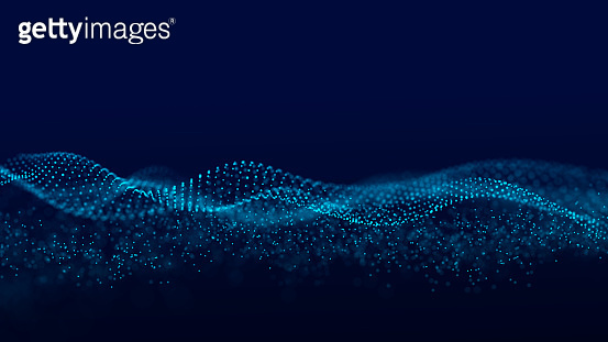 Futuristic background of dots and lines with a dynamic wave. Big data ...