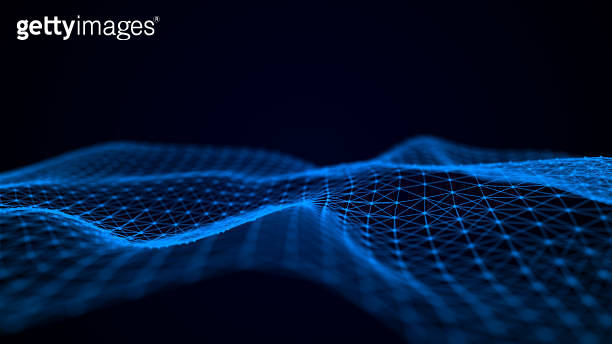 Futuristic point wave. Abstract background with a dynamic wave. Data ...