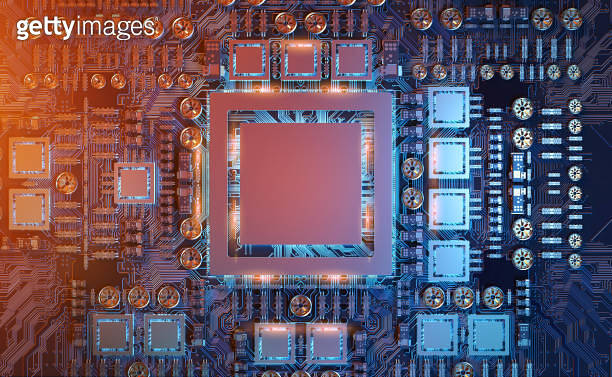Close-up view of a modern GPU card with circuit 이미지 (1479091070) - 게티이미지뱅크