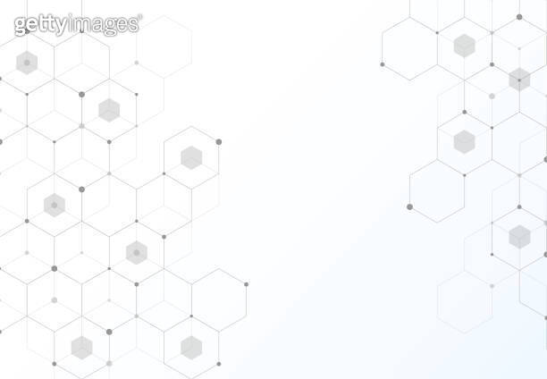 Abstract hexagonal molecular structures in technology background and ...