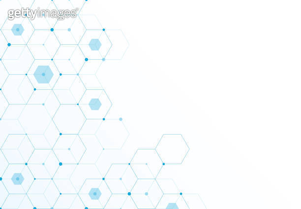 Abstract hexagonal molecular structures in technology background and ...