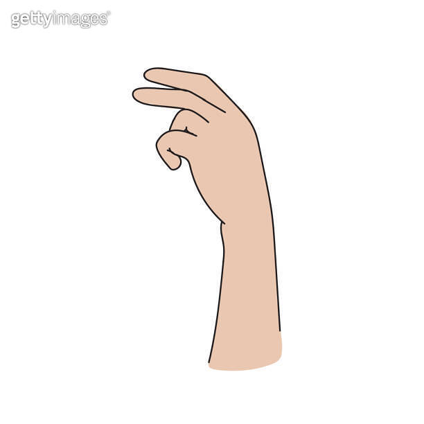 contour drawing of a Caucasian woman's hand with two fingers bent as if she were holding