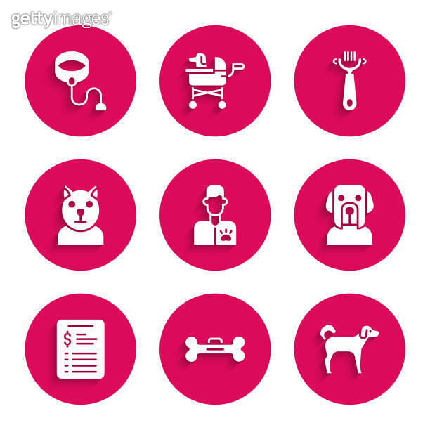 Set Veterinarian doctor, Dog bone, Grooming salon price list, Cat, Hair