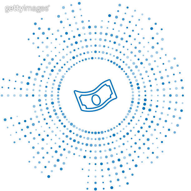 Symbol Abstract Money Blue Blue line Stacks paper money cash icon isolated on white background ...