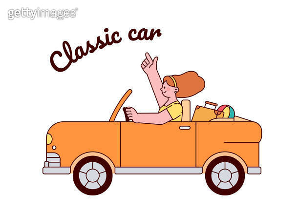 Summer Vacation Car Trip Woman Traveling In Classic Convertible Car summer-vacation-car-trip-woman-traveling-in-classic-convertible-car