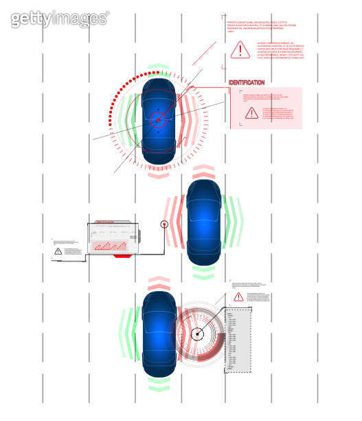 Gps Module And Conroll System In Car Driving control system without driver assistance. Safe driving. Vector ...