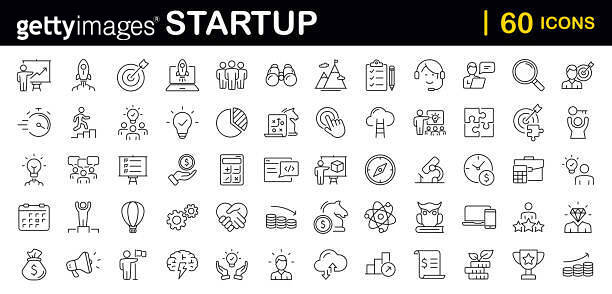 Startup Examples Icon Start up set of web icons in line style. Business startup icons for web ...