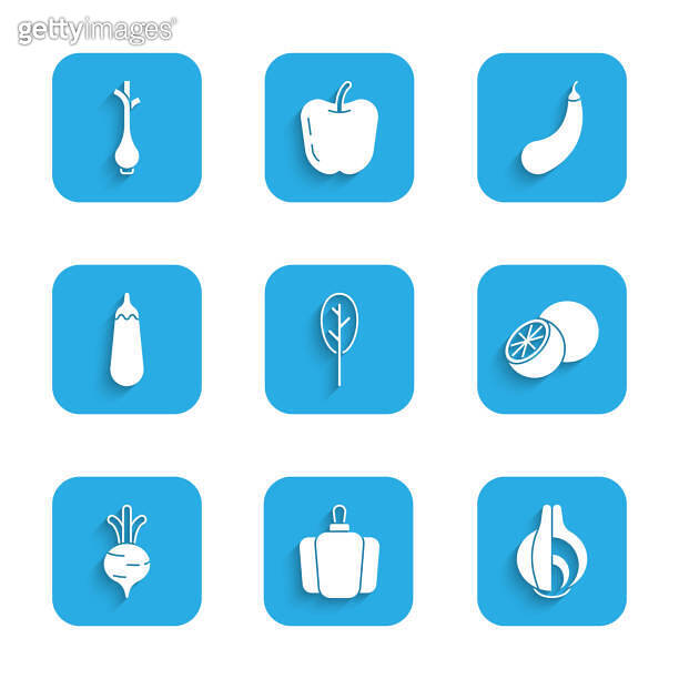 Set Spinach, Bell pepper, Onion, Orange fruit, Beet, Eggplant, and